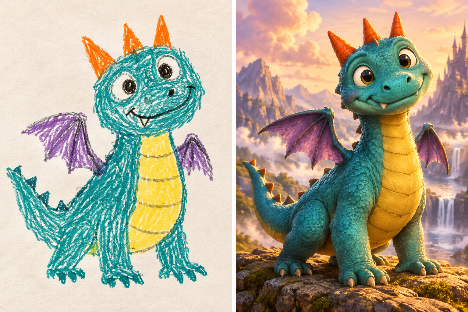 DEMO example for the Epic Adventure Pack: the same teal dragon character shown as an illustrative example