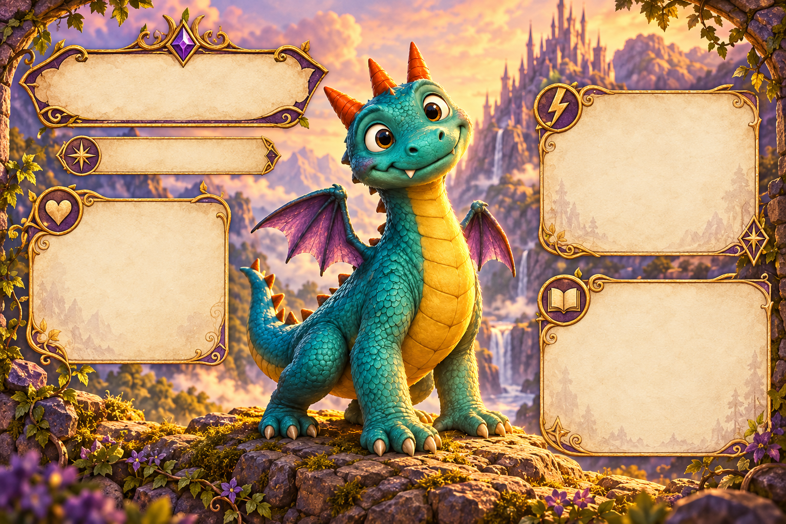 DEMO example for the Guardian Pack: the same teal dragon character shown as an illustrative example